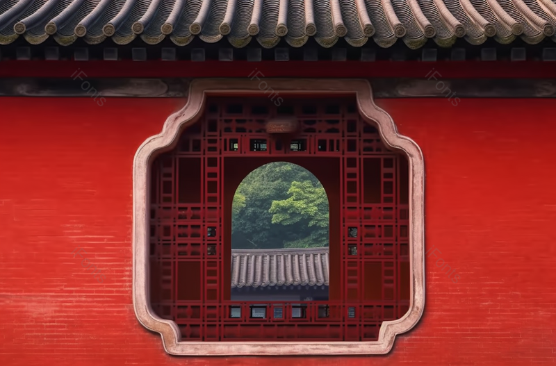 宁静的河南济源济渎庙红墙古代建筑,高清,摄影图,摄影图片,图片大全,摄影图免费下载